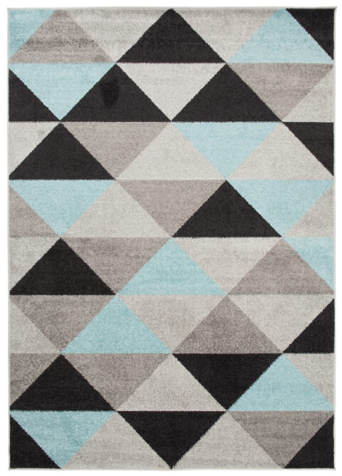 Vloerkleed Lazur Grijs Turquoise Geometrisch Driehoeken