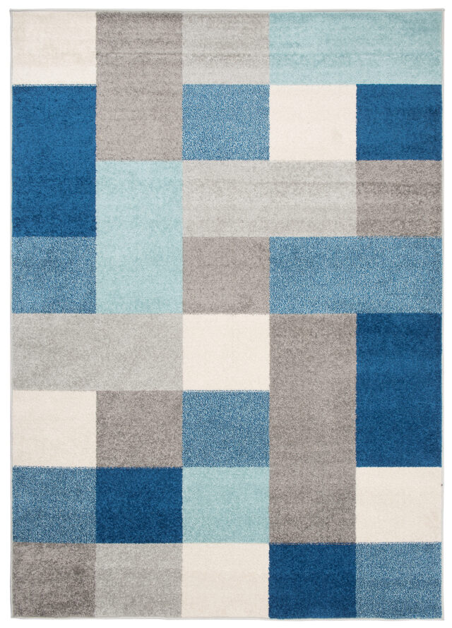 Vloerkleed Lazur Grijs Blauw Geometrisch Vierkanten