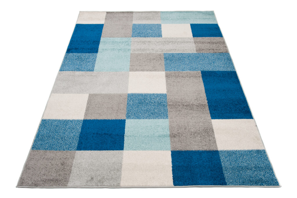 Vloerkleed Lazur Grijs Blauw Geometrisch Vierkanten
