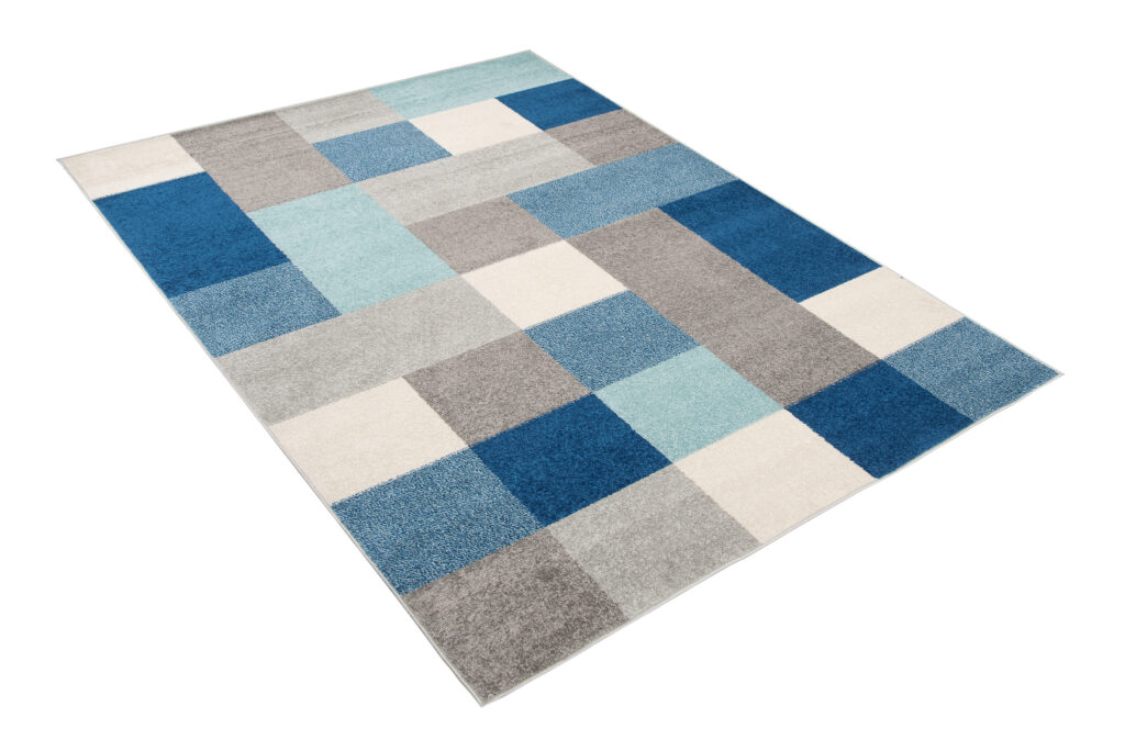 Vloerkleed Lazur Grijs Blauw Geometrisch Vierkanten