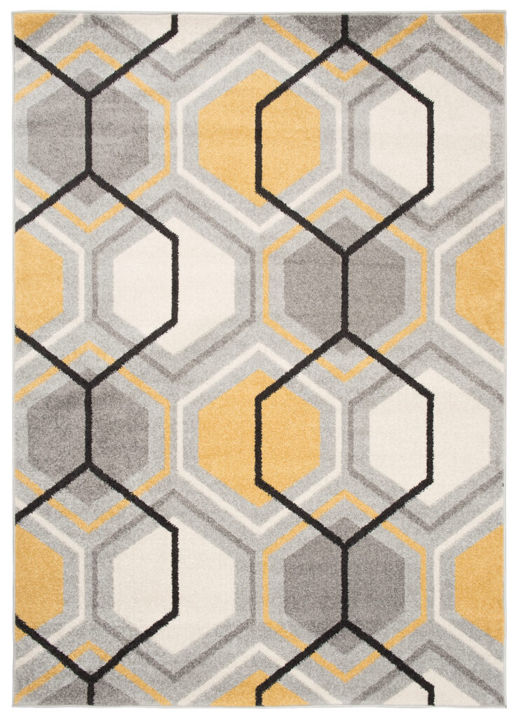 Vloerkleed Lazur Grijs Geel Creme Geometrisch Kubus