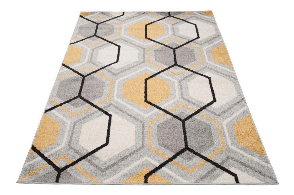 Vloerkleed Lazur Grijs Geel Creme Geometrisch Kubus