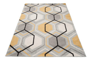 Vloerkleed Lazur Grijs Geel Creme Geometrisch Kubus