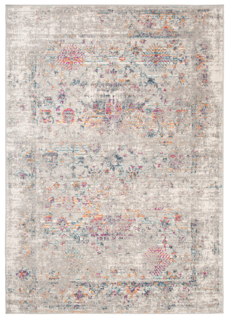 Vloerkleed Lazur Grijs Vintage Gebloemd Frame