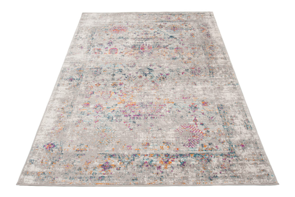 Vloerkleed Lazur Grijs Vintage Gebloemd Frame