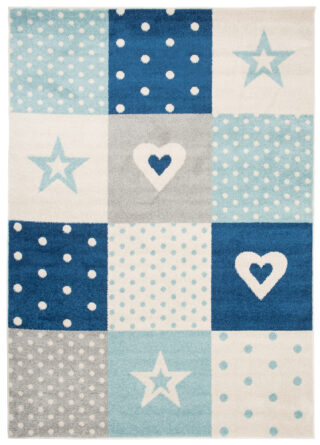Vloerkleed Lazur Grijs Blauw Vierkanten Kindertapijt