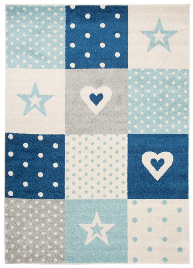 Vloerkleed Lazur Grijs Blauw Vierkanten Kindertapijt