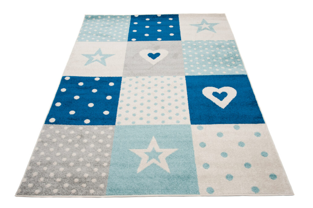 Vloerkleed Lazur Grijs Blauw Vierkanten Kindertapijt