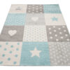 Vloerkleed Lazur Grijs Turquoise Vierkanten Kindertapijt