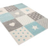 Vloerkleed Lazur Grijs Turquoise Vierkanten Kindertapijt