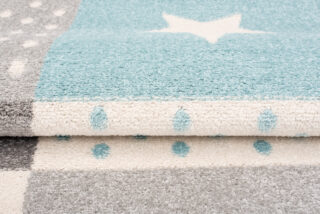 Vloerkleed Lazur Grijs Turquoise Vierkanten Kindertapijt