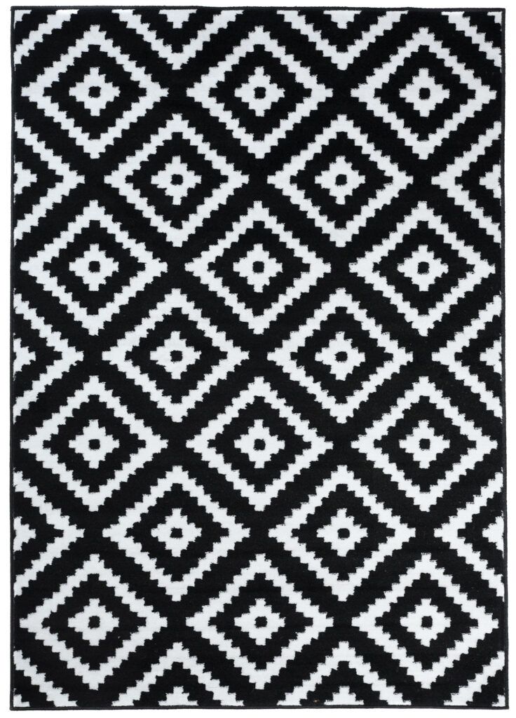 Vloerkleed Luxury Zwart Wit Geometrisch Diamant