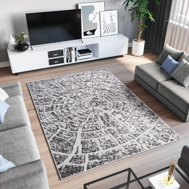 Vloerkleed Sky Donker Grijs Modern Hout