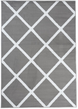 Vloerkleed Luxury Licht Grijs Wit Geometrisch Geruit