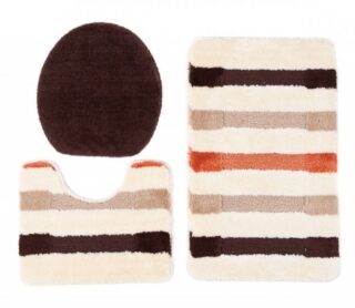 Badmat Mono 3PC Beige Bruin Drie Stukken Antislip Zacht Douchemat