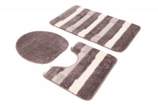 Badmat Mono 3PC Bruin Creme Drie Stukken Antislip Zacht Douchemat