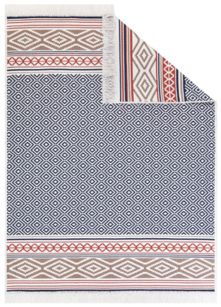 Vloerkleed Azteca Katoen Blauw Rood met Franjes