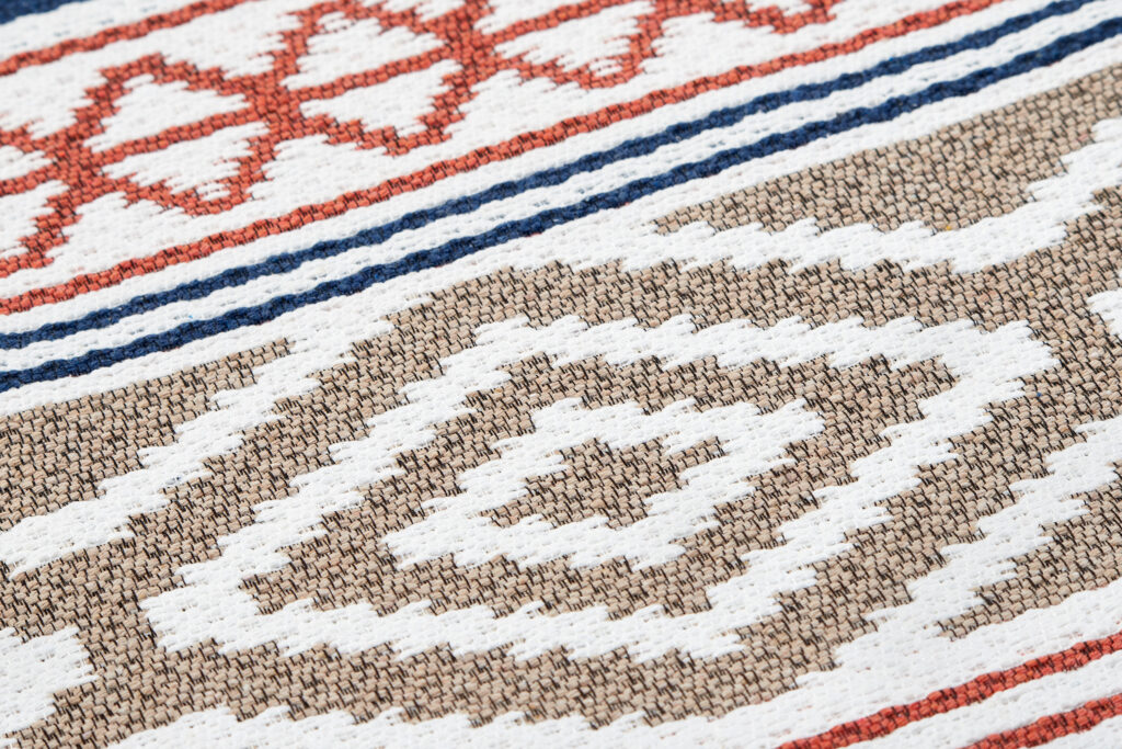 Vloerkleed Azteca Katoen Blauw Rood met Franjes
