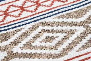Vloerkleed Azteca Katoen Blauw Rood met Franjes