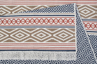 Vloerkleed Azteca Katoen Blauw Rood met Franjes