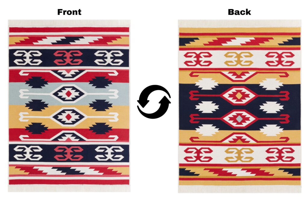Vloerkleed Azteca Katoen Rood Blauw met Franjes