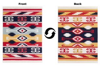Vloerkleed Azteca Katoen Rood Blauw met Franjes