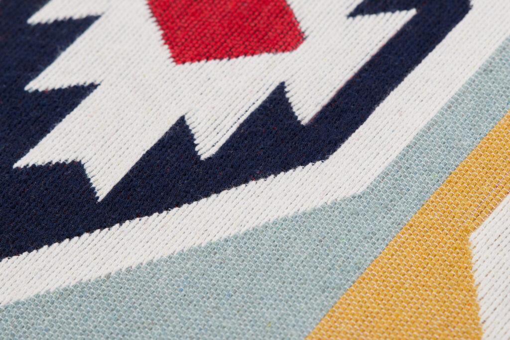 Vloerkleed Azteca Katoen Rood Blauw met Franjes