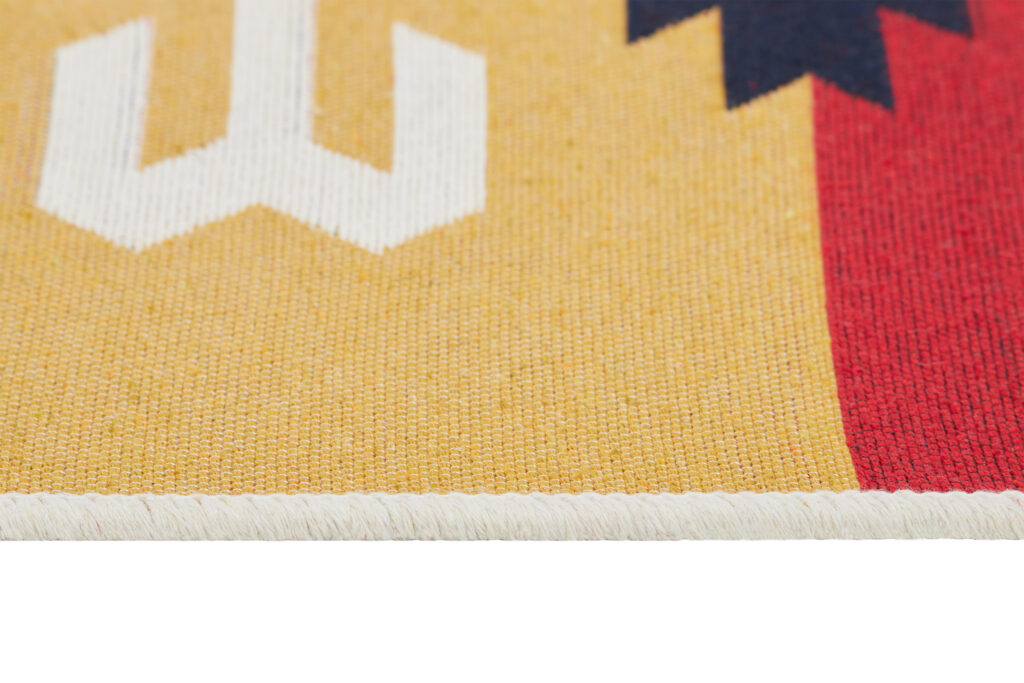 Vloerkleed Azteca Katoen Rood Blauw met Franjes