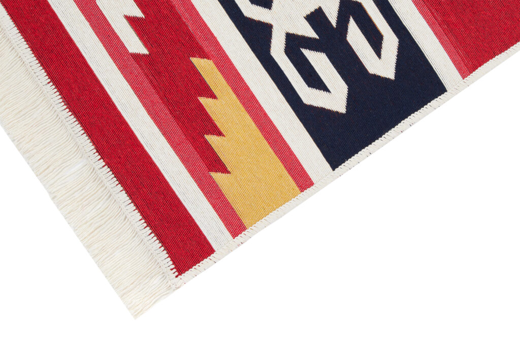 Vloerkleed Azteca Katoen Rood Blauw met Franjes