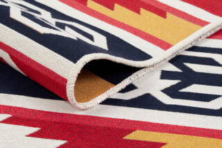 Vloerkleed Azteca Katoen Rood Blauw met Franjes
