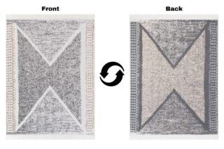 Vloerkleed Azteca Katoen Grijs Beige met Franjes