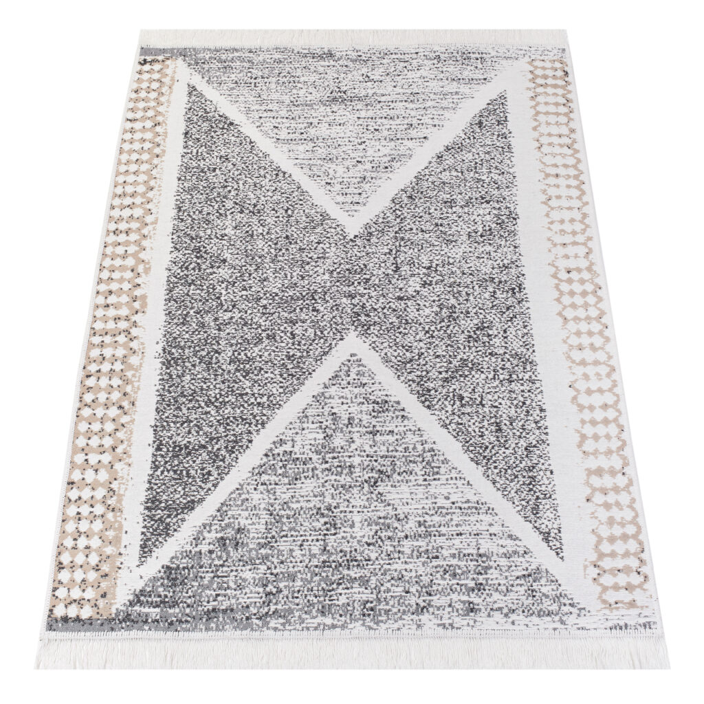Vloerkleed Azteca Katoen Grijs Beige met Franjes