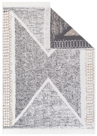Vloerkleed Azteca Katoen Grijs Beige met Franjes