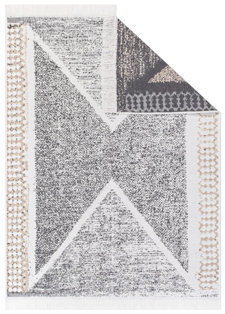 Vloerkleed Azteca Katoen Grijs Beige met Franjes