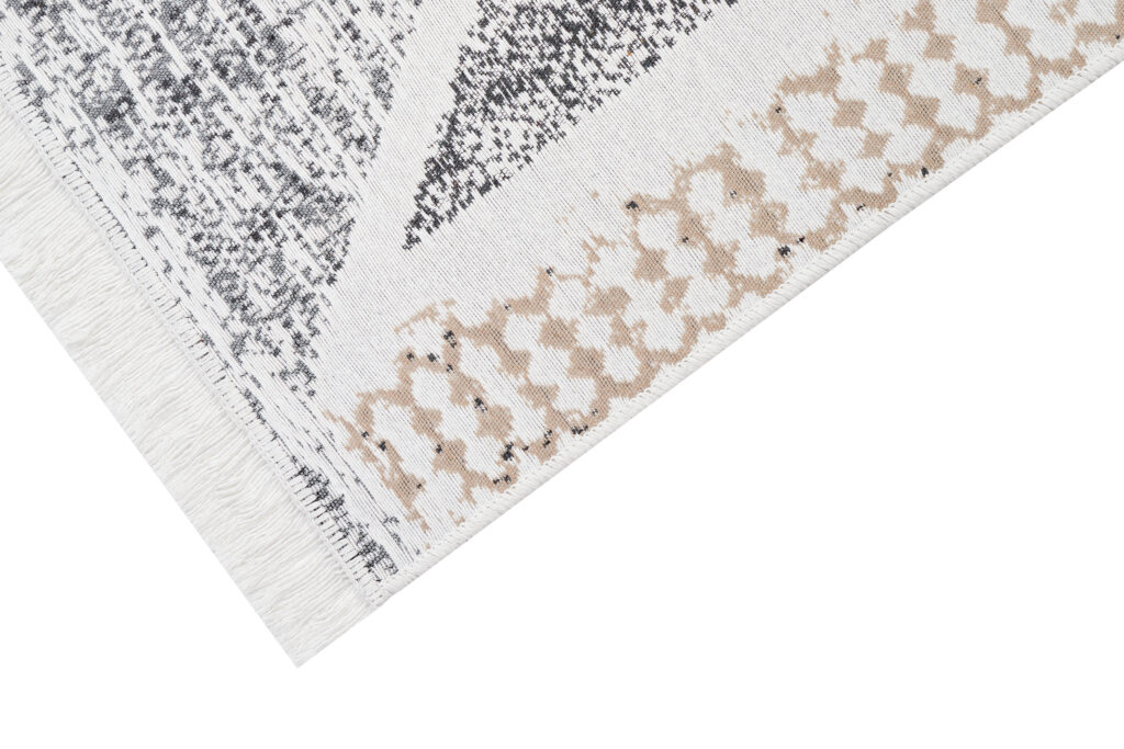 Vloerkleed Azteca Katoen Grijs Beige met Franjes