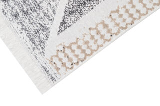 Vloerkleed Azteca Katoen Grijs Beige met Franjes