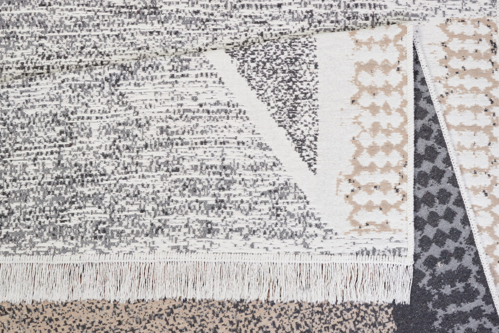 Vloerkleed Azteca Katoen Grijs Beige met Franjes