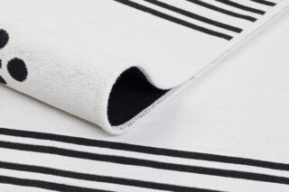 Vloerkleed Azteca Katoen Wit Zwart met Franjes