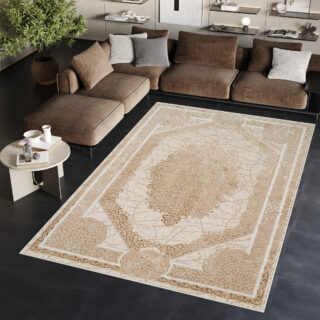 Vloerkleed Ares Bruin Beige Rozet Vintage