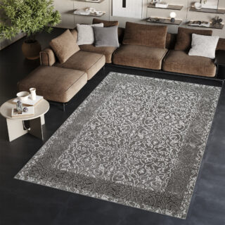 Vloerkleed Ares Donker Grijs Ornamenten Vintage