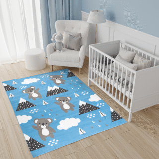 Vloerkleed Jolly Beer Wolken Blauw Trendy Woonsfeer