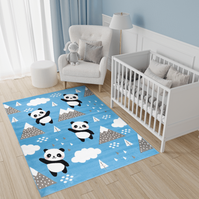 Vloerkleed Jolly Panda's Hoogwaardig Blauw Woonsfeer