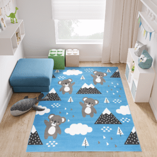 Vloerkleed Jolly Beer Wolken Blauw Trendy Woonsfeer