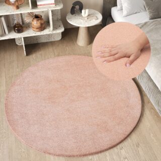 Vloerkleed Cuddle Rond Antislip Roze Hoogpolig