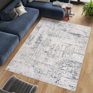 Vloerkleed Lotus Blauw Lichtbeige Design Modern Woonsfeer Sfeervol
