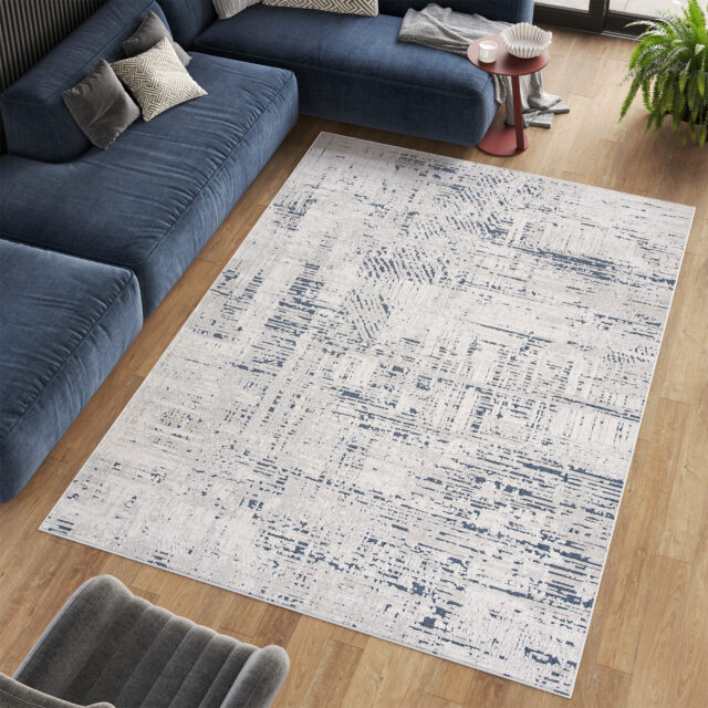 Vloerkleed Lotus Blauw Lichtbeige Design Modern Woonsfeer Sfeervol