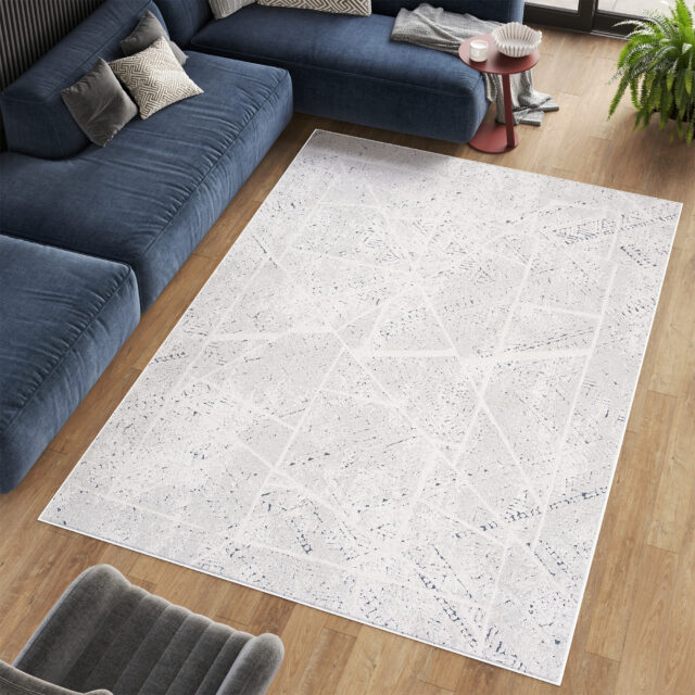 Vloerkleed Lotus Creme Wit Blauw Modern Design Interieur Duurzaam
