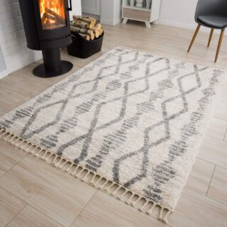 Vloerkleed Versay Fringes Creme Kwastjes Boho Sfeervol Duurzaam