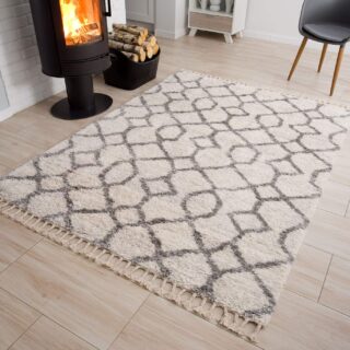 Vloerkleed Versay Fringes Kwastjes Boho Creme Sfeervol