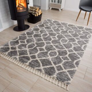 Vloerkleed Versay Fringes Donkergrijs Boho Kwastjes Duurzaam